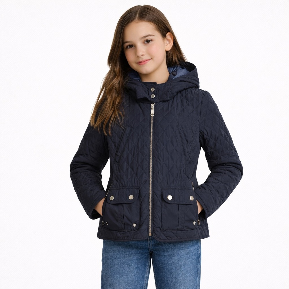 Massimo Dutti Kids Jacket 11/12, Navy Quilted Coat, Classic, Preppy Outerwear